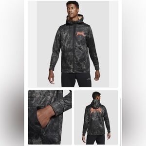 Nike mens Black and Gray Hoodie with Bold Orange Logo Sz X-Large-Tall